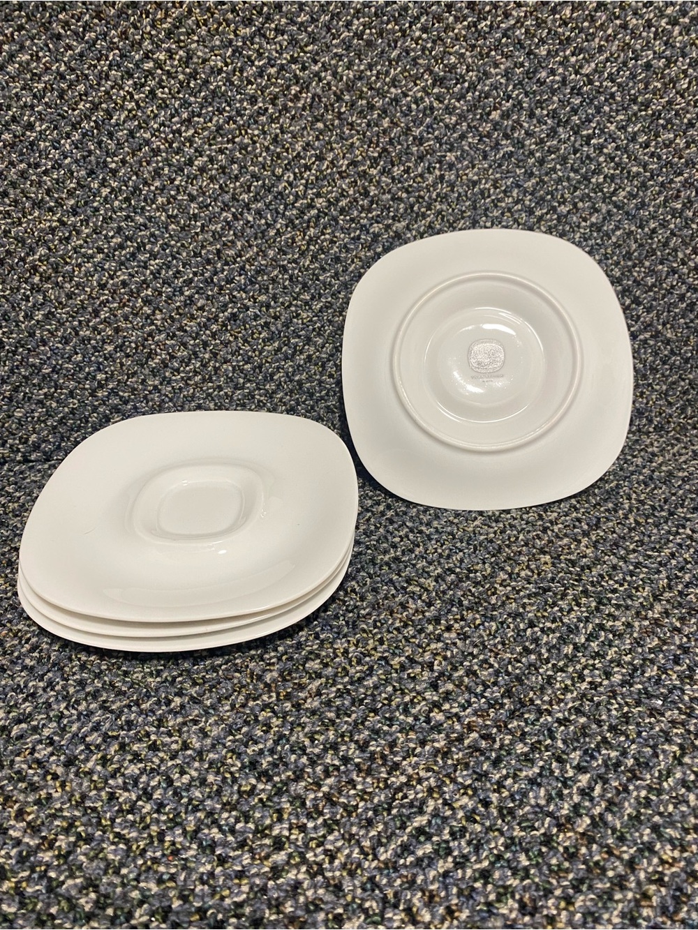 Block Transition White  4 Square Saucers. Langenthal.